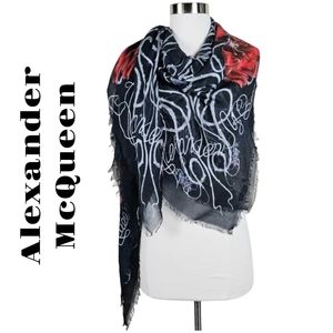 Alexander McQueen Large Silk Blend Twill Scarf Wrap